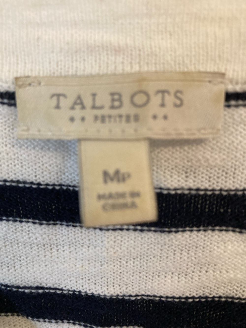 Talbots Navy and White Striped V-Neck with Red Tassels - Picture 2 of 6